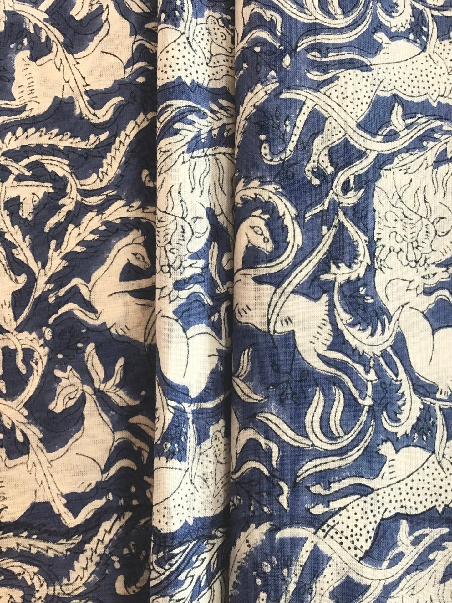 indigo hunt organic cotton Block Printed Fabric - Violet Elizabeth - Haberdashery