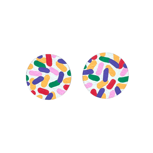 Large confetti circle studs hand painted planet friendly - Violet Elizabeth - 