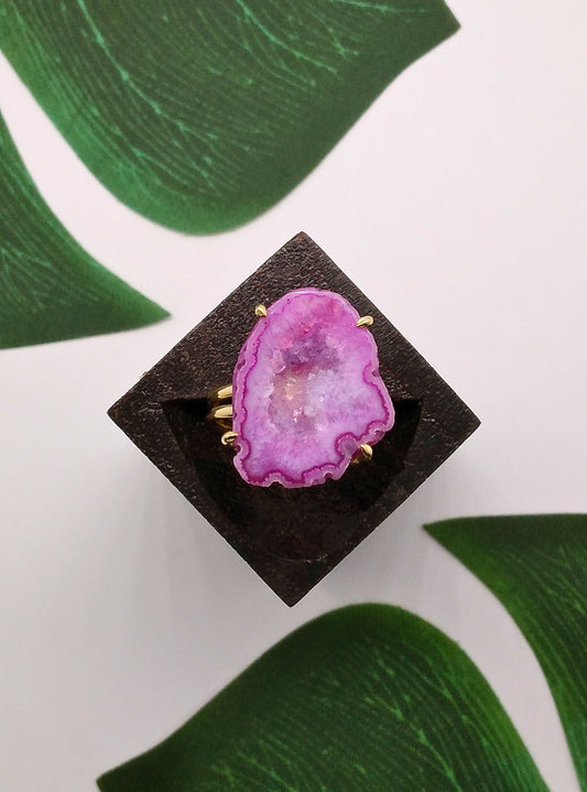 Magenta Claw Geode Druzy Ring - Violet Elizabeth - Jewellery