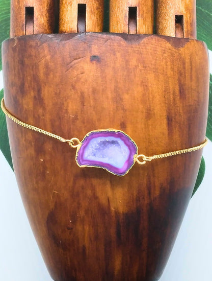 Magenta Half Geode Druzy Bracelet - Violet Elizabeth - Jewellery