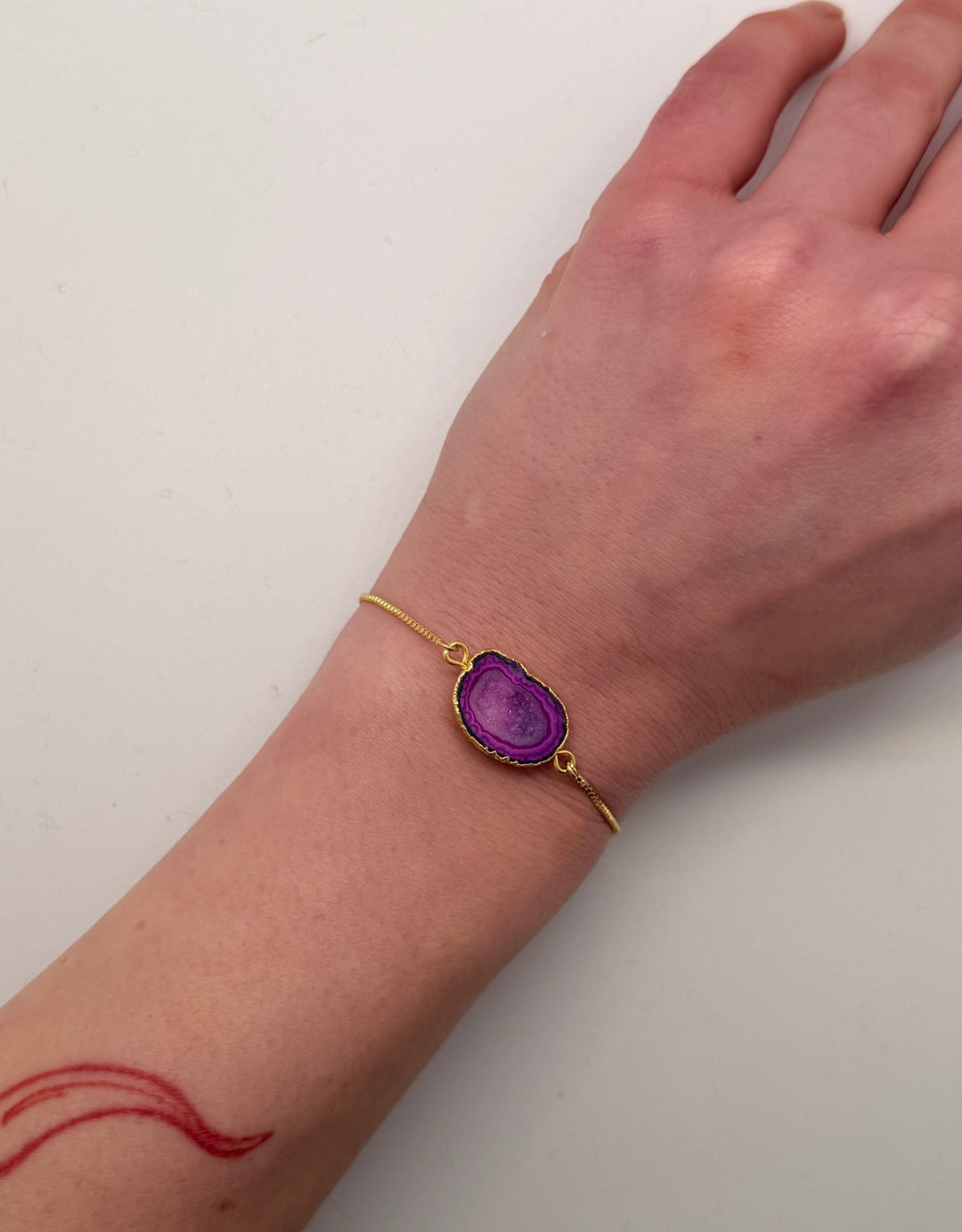 Magenta Half Geode Druzy Bracelet - Violet Elizabeth - Jewellery