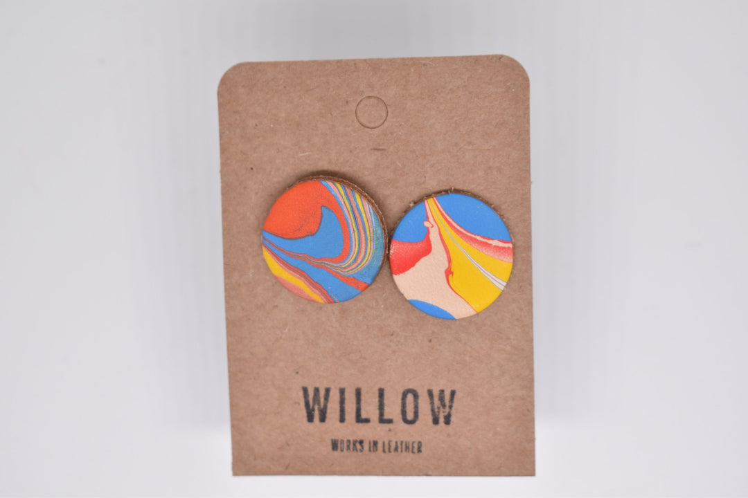 Medium Marbled Leather Earrings - Violet Elizabeth - Jewellery