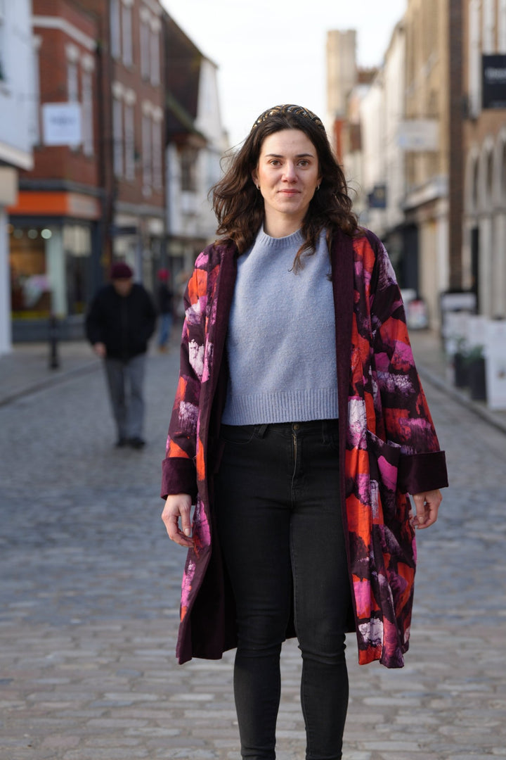 Melongene Velvet Coat: Reversible - Violet Elizabeth - Clothing