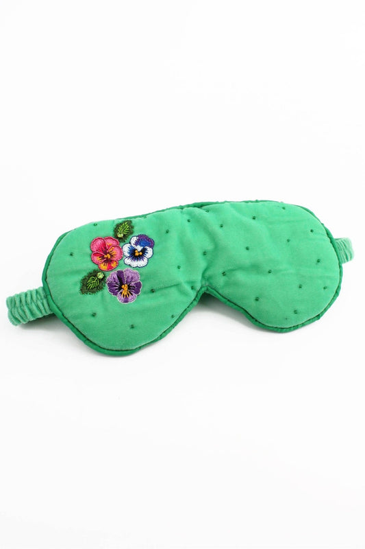 MINT GREEN PANSY SLEEP EYE MASK - Violet Elizabeth - Face Masks