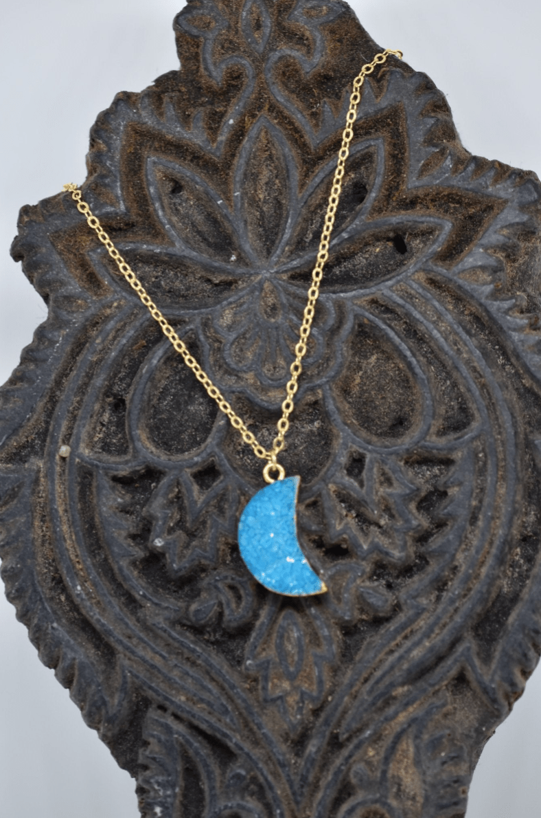 Ocean Blue Moon Sugar Druzy Necklace - Violet Elizabeth - Jewellery