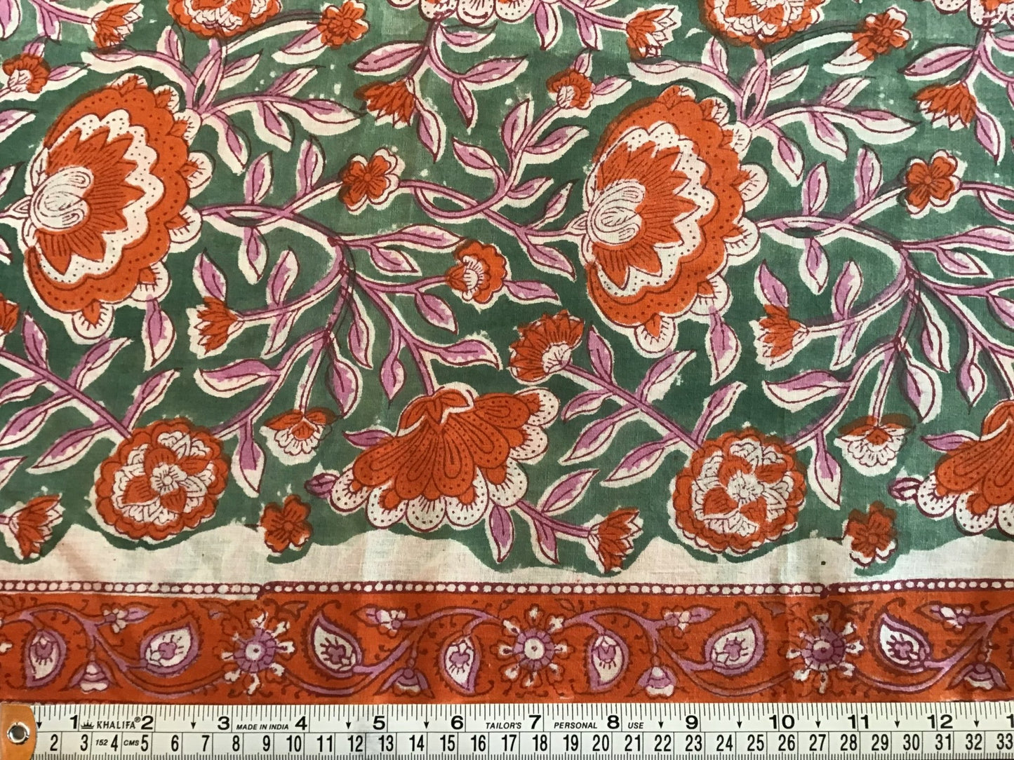 Orange and purple sprays Block Printed Fabric - Violet Elizabeth - Haberdashery