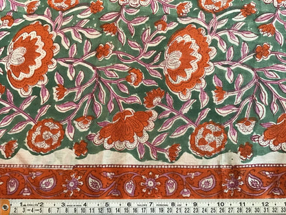 Orange and purple sprays Block Printed Fabric - Violet Elizabeth - Haberdashery