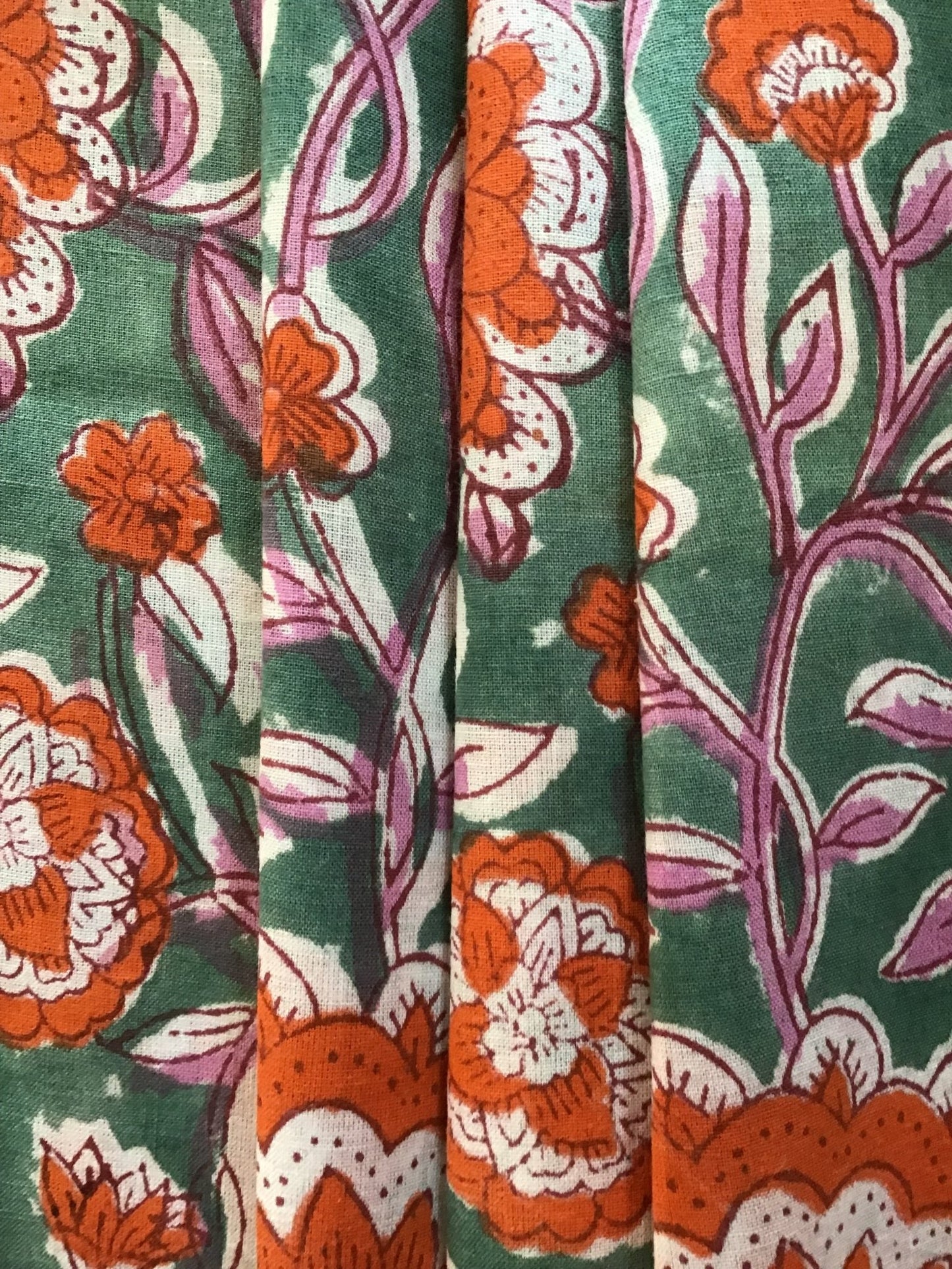 Orange and purple sprays Block Printed Fabric - Violet Elizabeth - Haberdashery