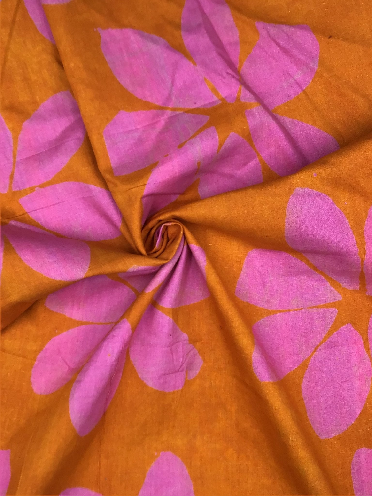 Orange Flower Power Tails Batik Fabric - Violet Elizabeth - Haberdashery