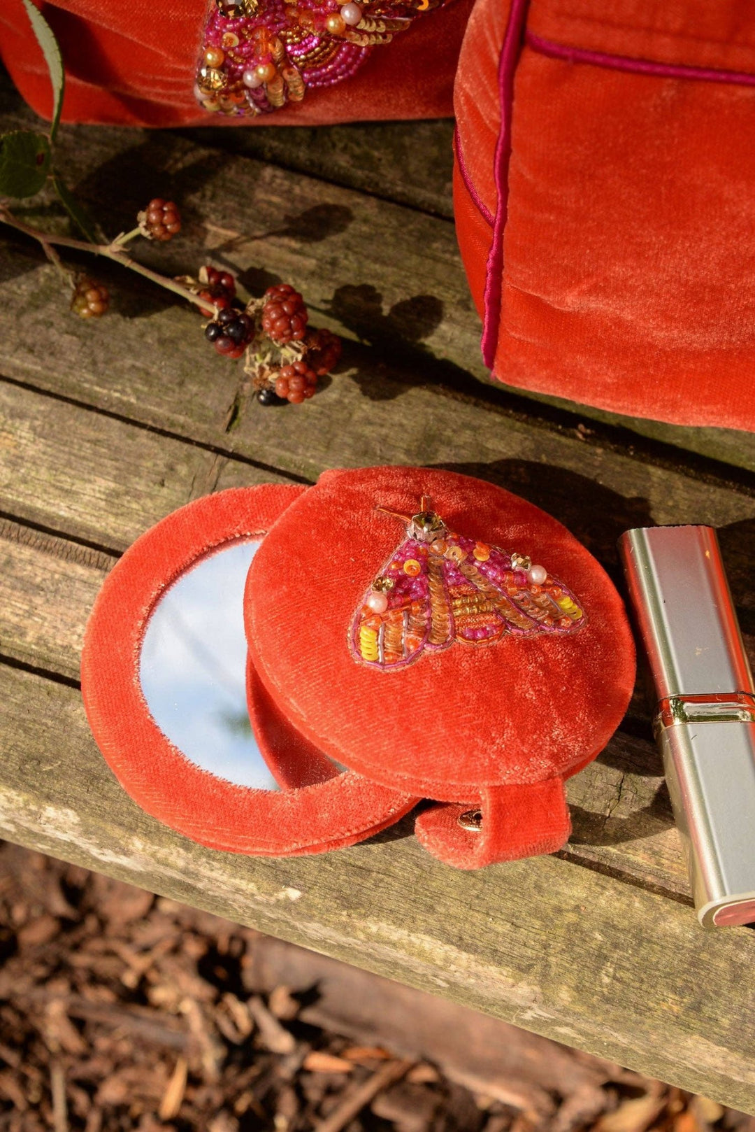 ORANGE MOTH COMPACT MIRROR - Violet Elizabeth - Apparel & Accessories