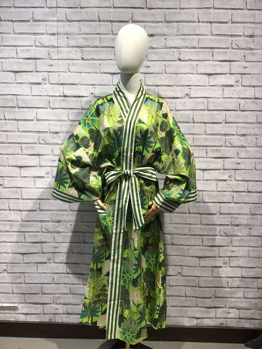 Peacock Terrace Long Cotton Robe - Violet Elizabeth - Clothing