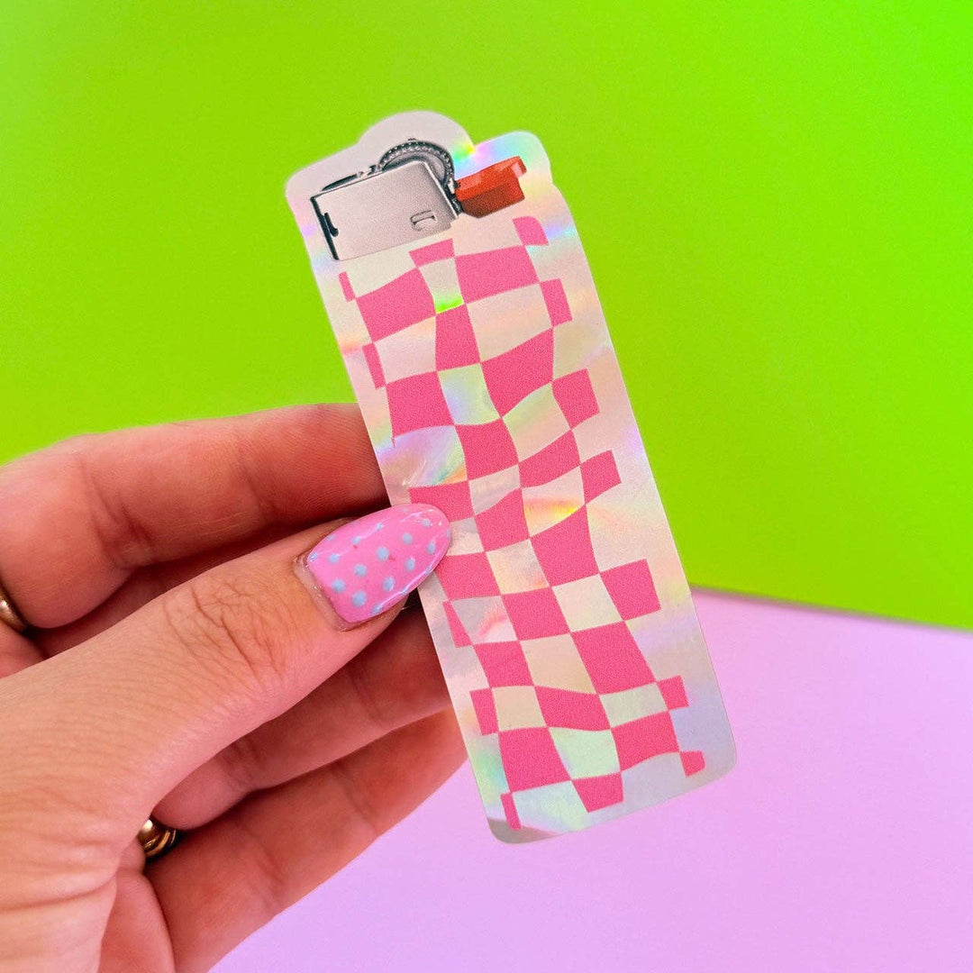 Pink Checkerboard Lighter - Holographic Sticker - Violet Elizabeth - 