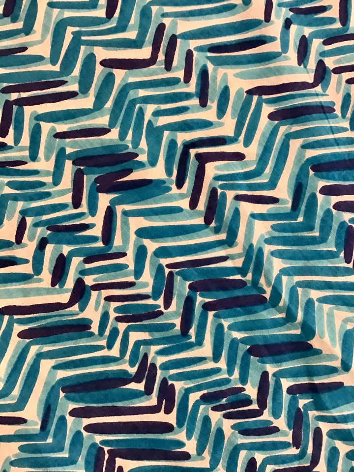 Pointalism In Blue Screen Printed Screen Printed Cotton Fabric