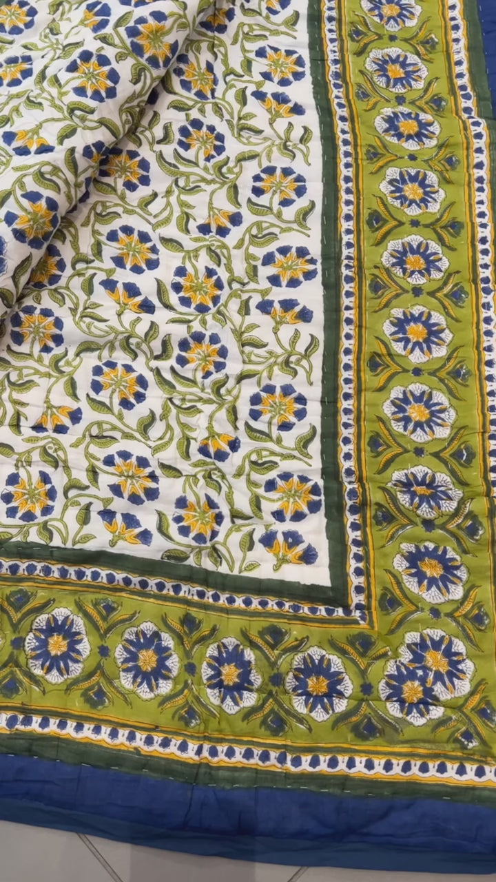 Cottage Garden Rajasthani Block Printed Quilt