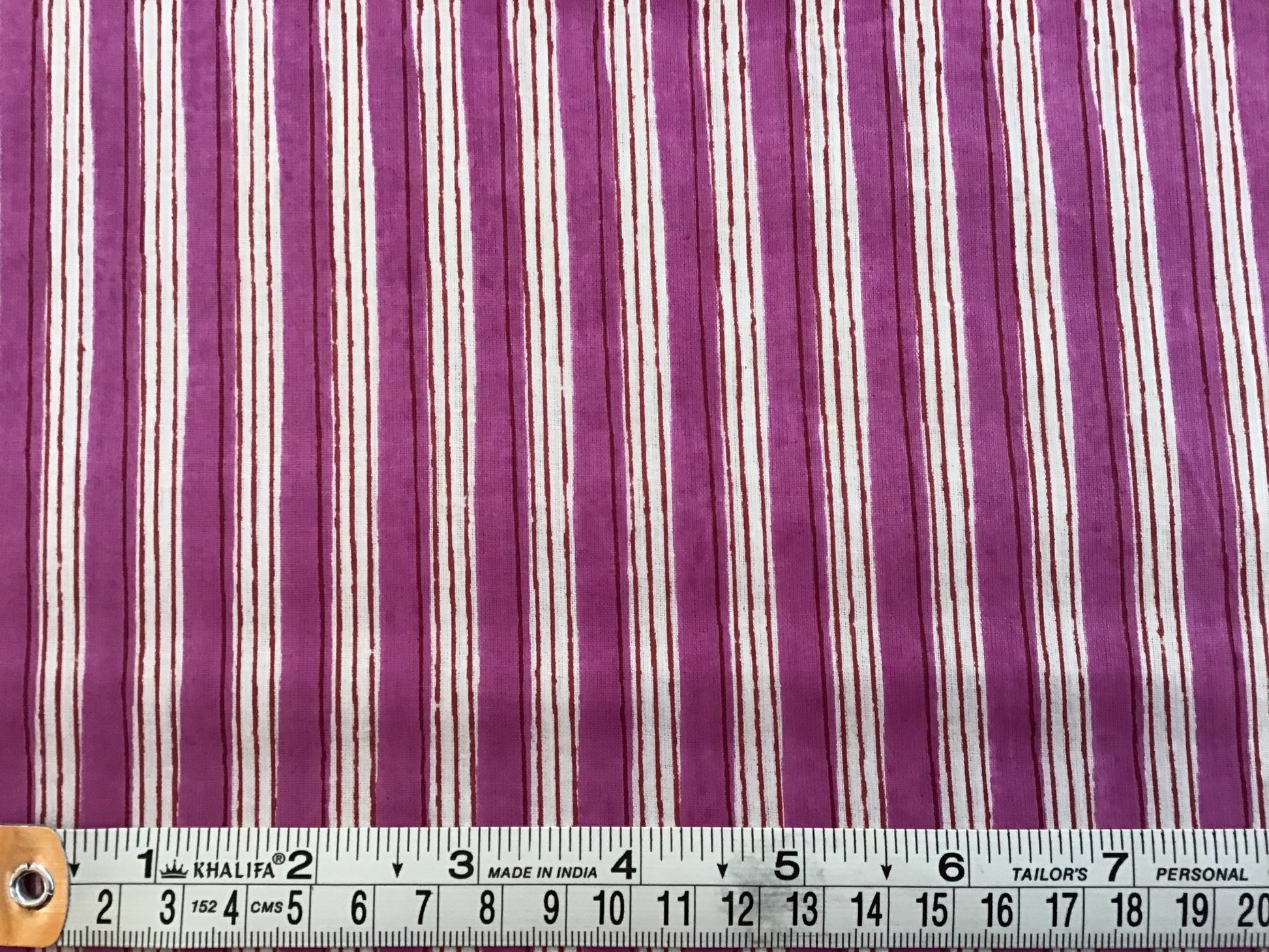 Purple and white stripe Screen Printed Fabric 100% Cotton - Violet Elizabeth - 