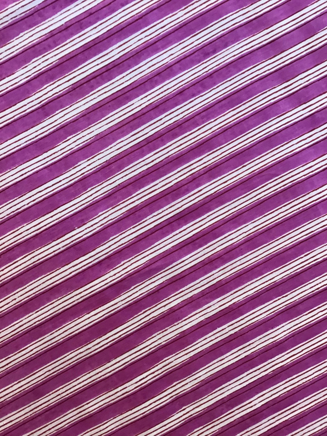 Purple and white stripe Screen Printed Fabric 100% Cotton - Violet Elizabeth - 