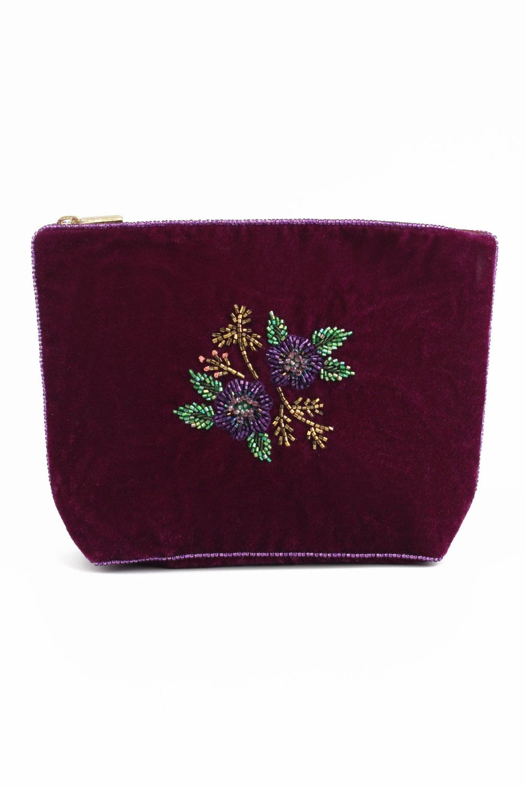 PURPLE FLOWER MEDIUM POUCH - Violet Elizabeth - Apparel & Accessories