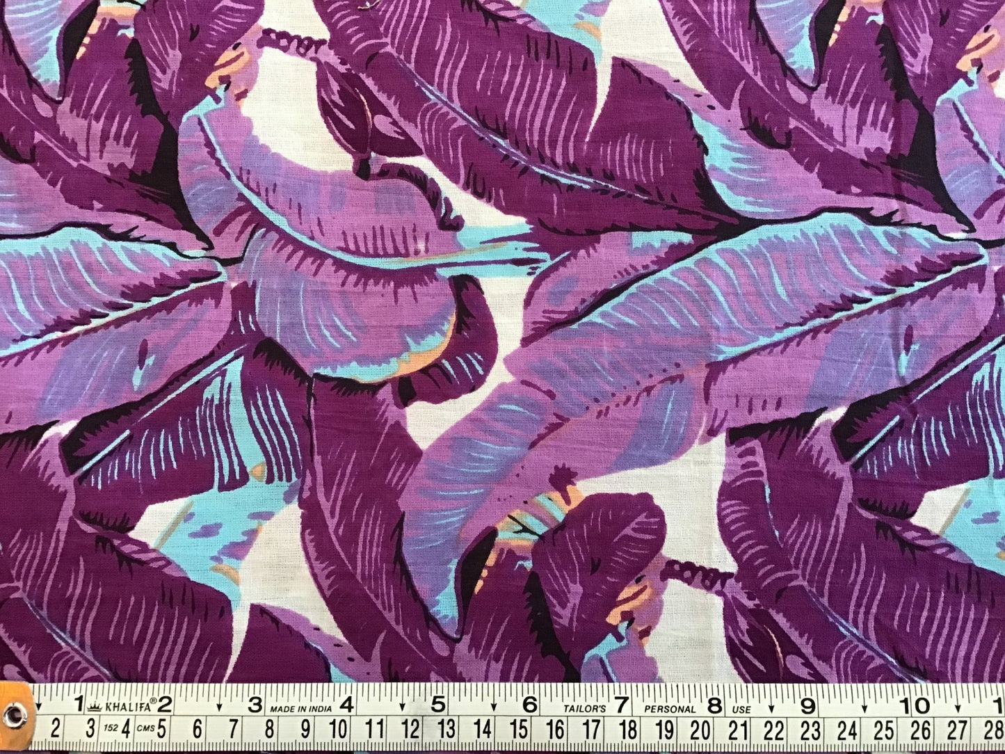 Purple jungle print Screen Printed Fabric 100% Cotton - Violet Elizabeth - Haberdashery