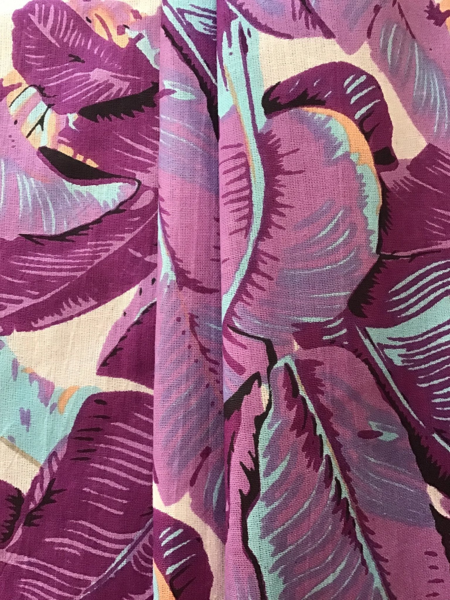 Purple jungle print Screen Printed Fabric 100% Cotton - Violet Elizabeth - Haberdashery