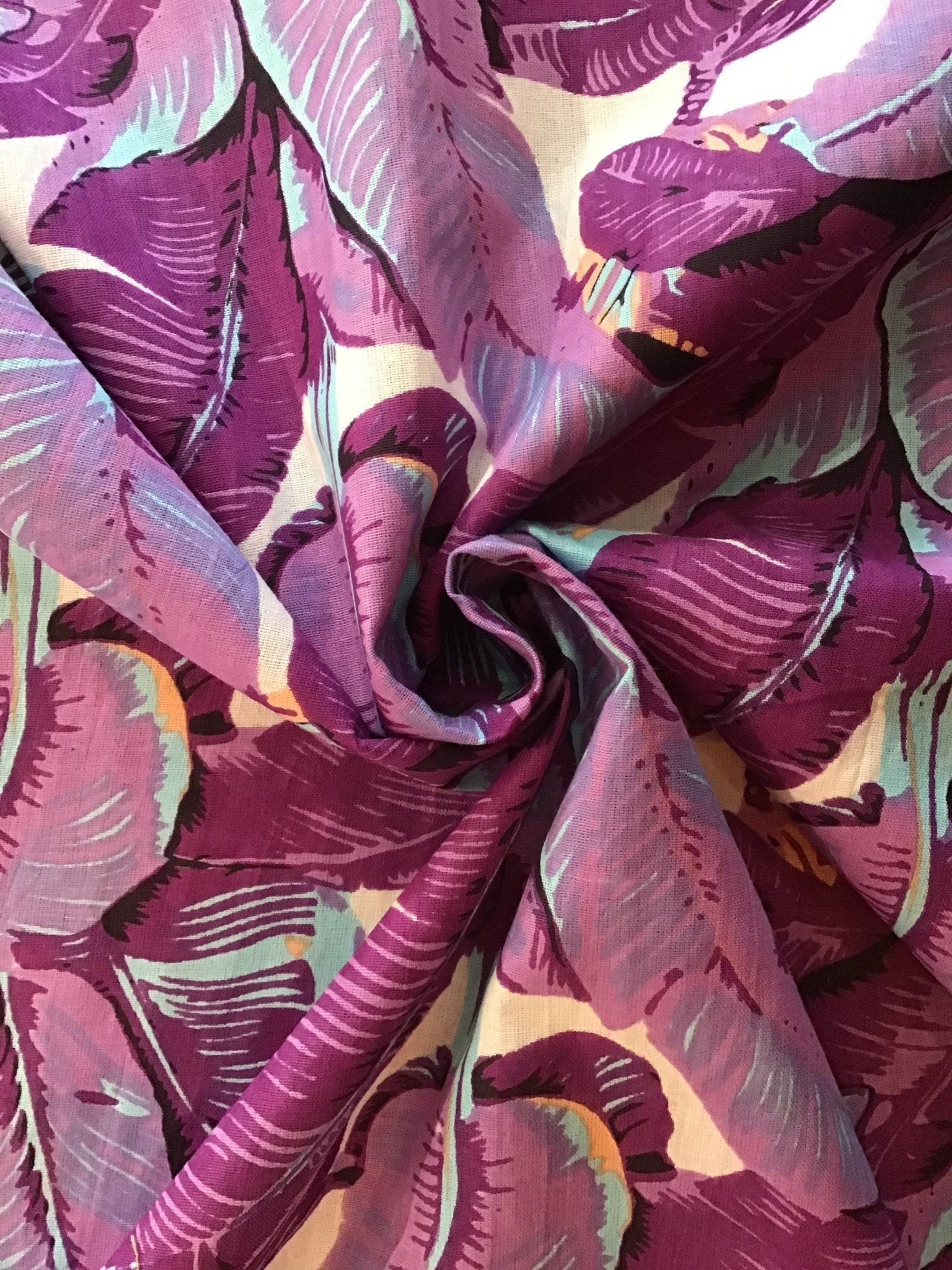 Purple jungle print Screen Printed Fabric 100% Cotton - Violet Elizabeth - Haberdashery