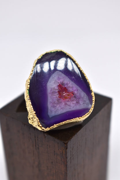 Purple Moon Magical Agate Slice Ring - Violet Elizabeth - Jewellery