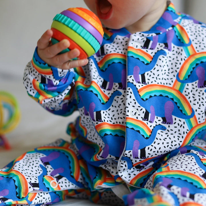 Rainbow Dino cotton sleepsuit - Violet Elizabeth - Baby & Toddler Clothing