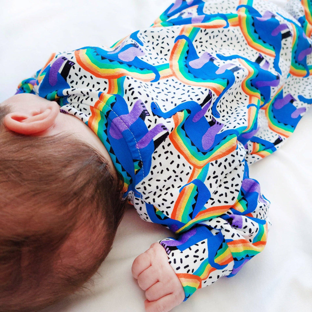 Rainbow Dino cotton sleepsuit - Violet Elizabeth - Baby & Toddler Clothing