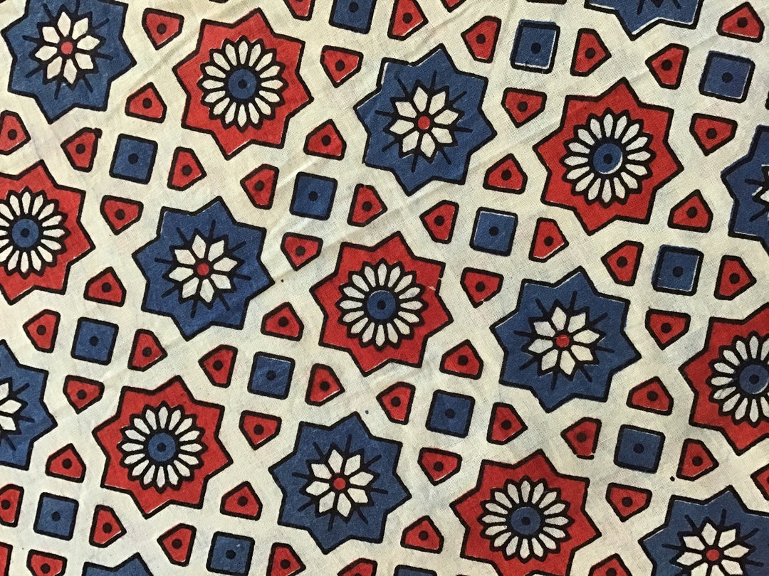 Red indigo window Batik Hand Printed Pure Cotton Fabric - Violet Elizabeth - Haberdashery