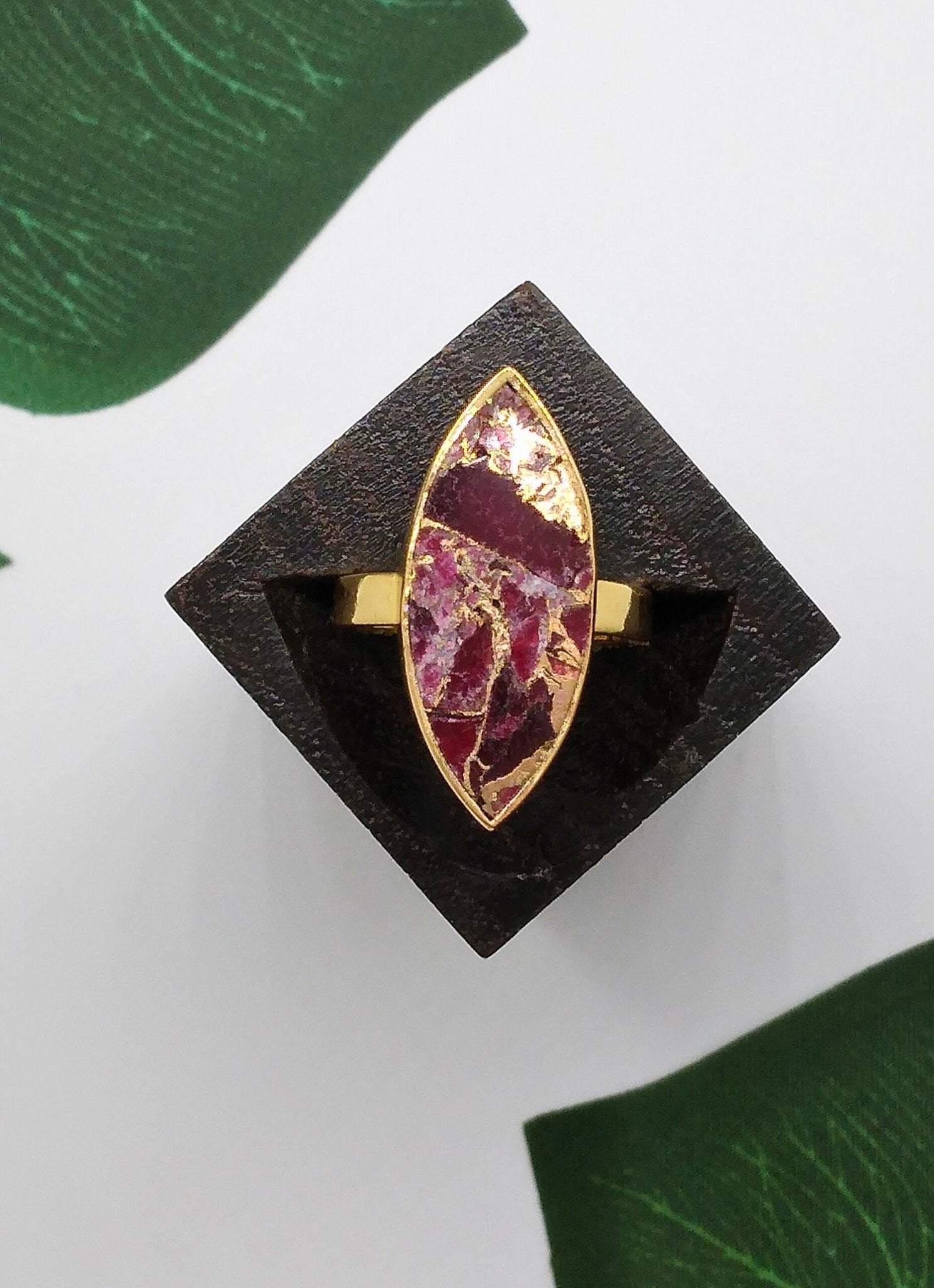 Red Jasper Crackle Ring - Violet Elizabeth - Jewellery