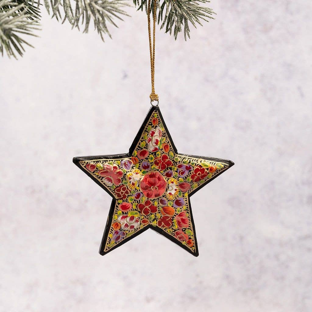 Red Russian Floral 3D Hanging Star - Violet Elizabeth - Christmas Decorations