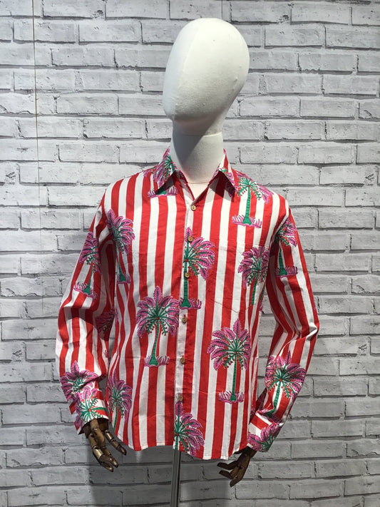 Red Stripe Palmyra Cotton Shirt - Violet Elizabeth - Clothing