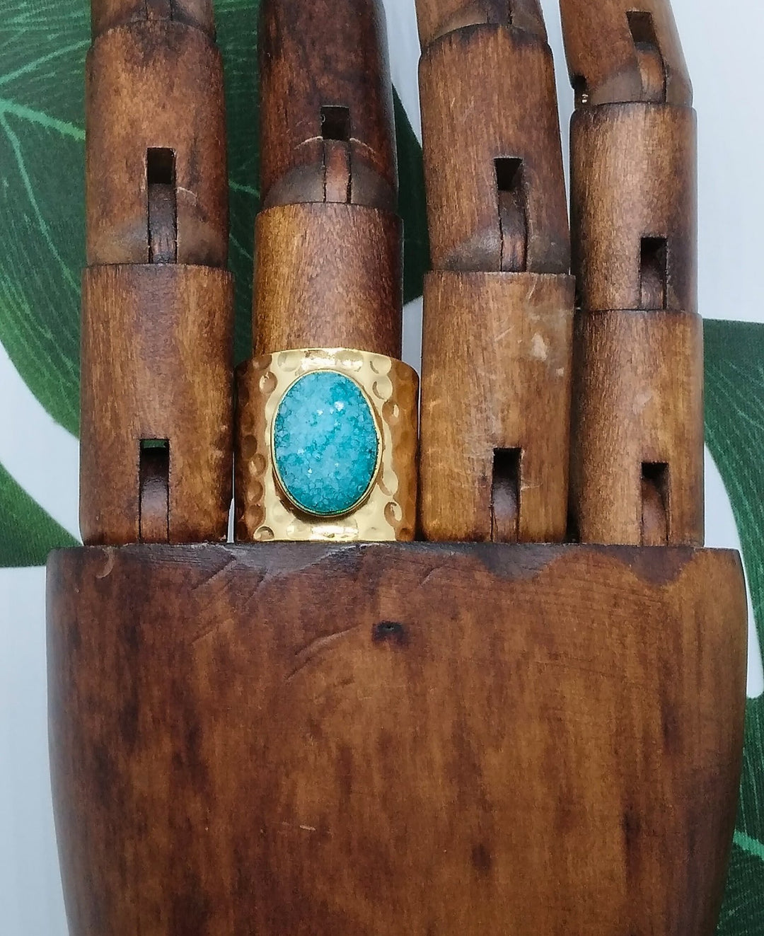 Sea Green Crystal Crush Agate Ring - Violet Elizabeth - Jewellery