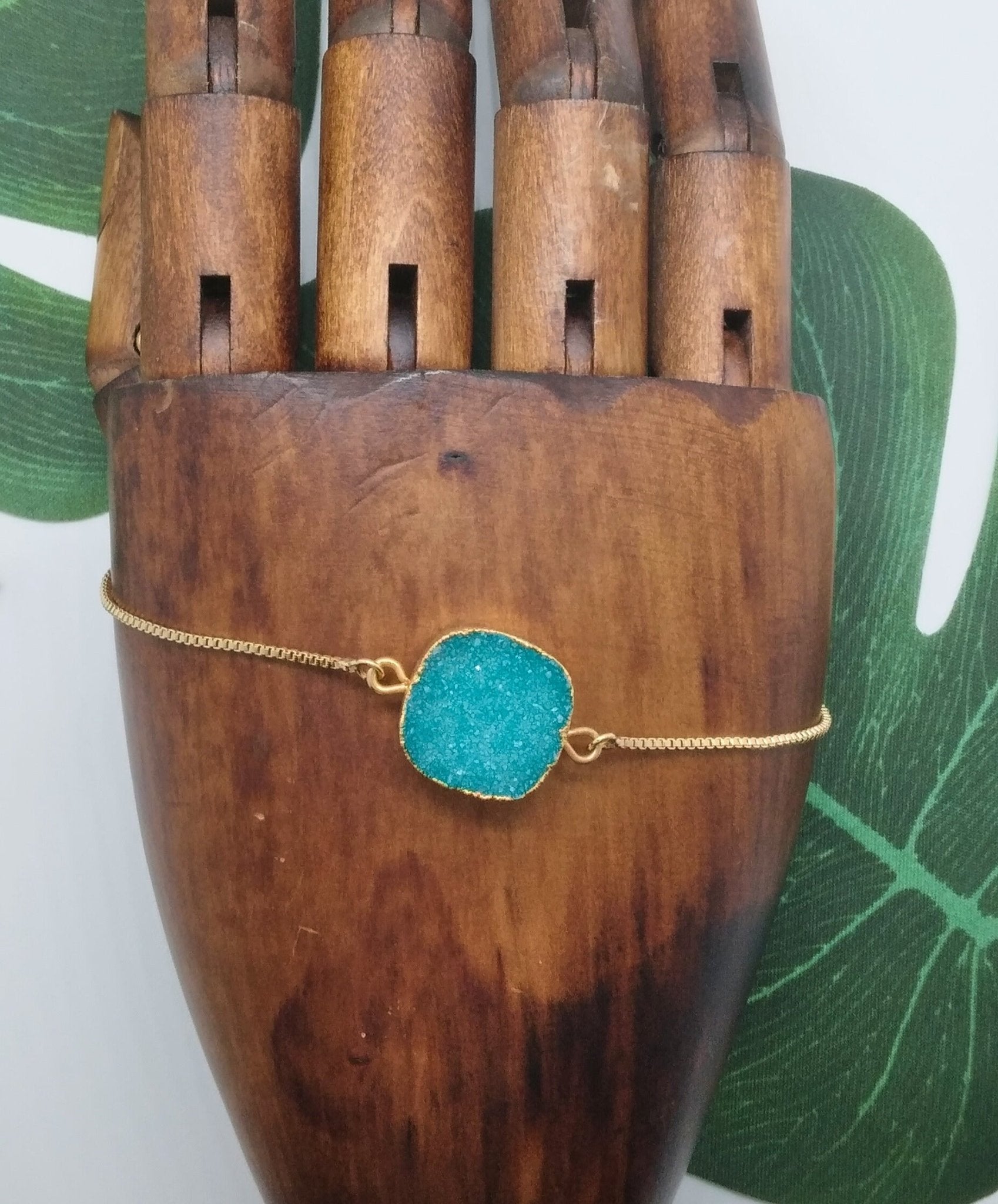 Sea Green Sugar Druzy Bracelet - Violet Elizabeth - Jewellery