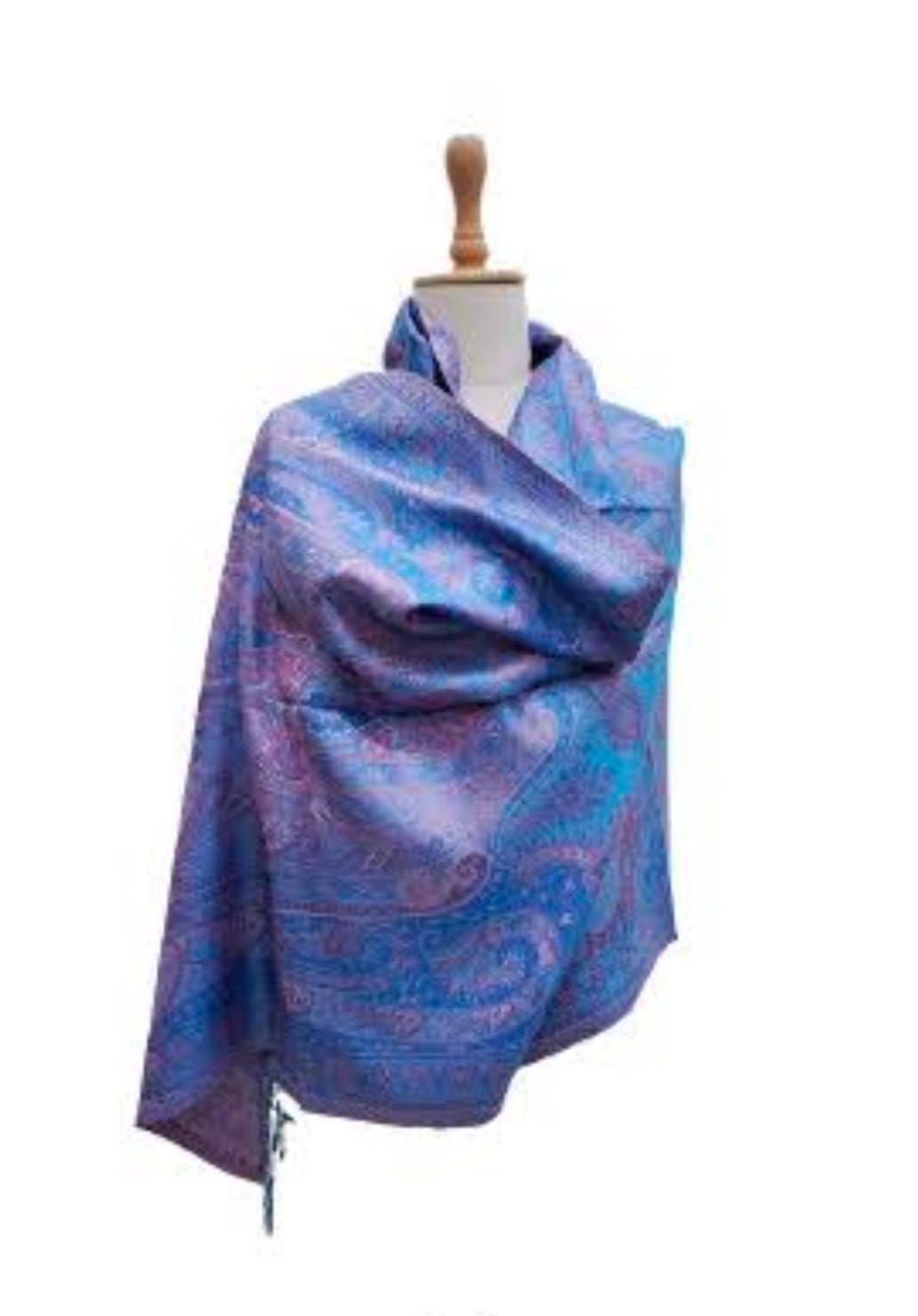 Silk Anique Jamavar Hand Woven stole 11 - Violet Elizabeth - Apparel & Accessories