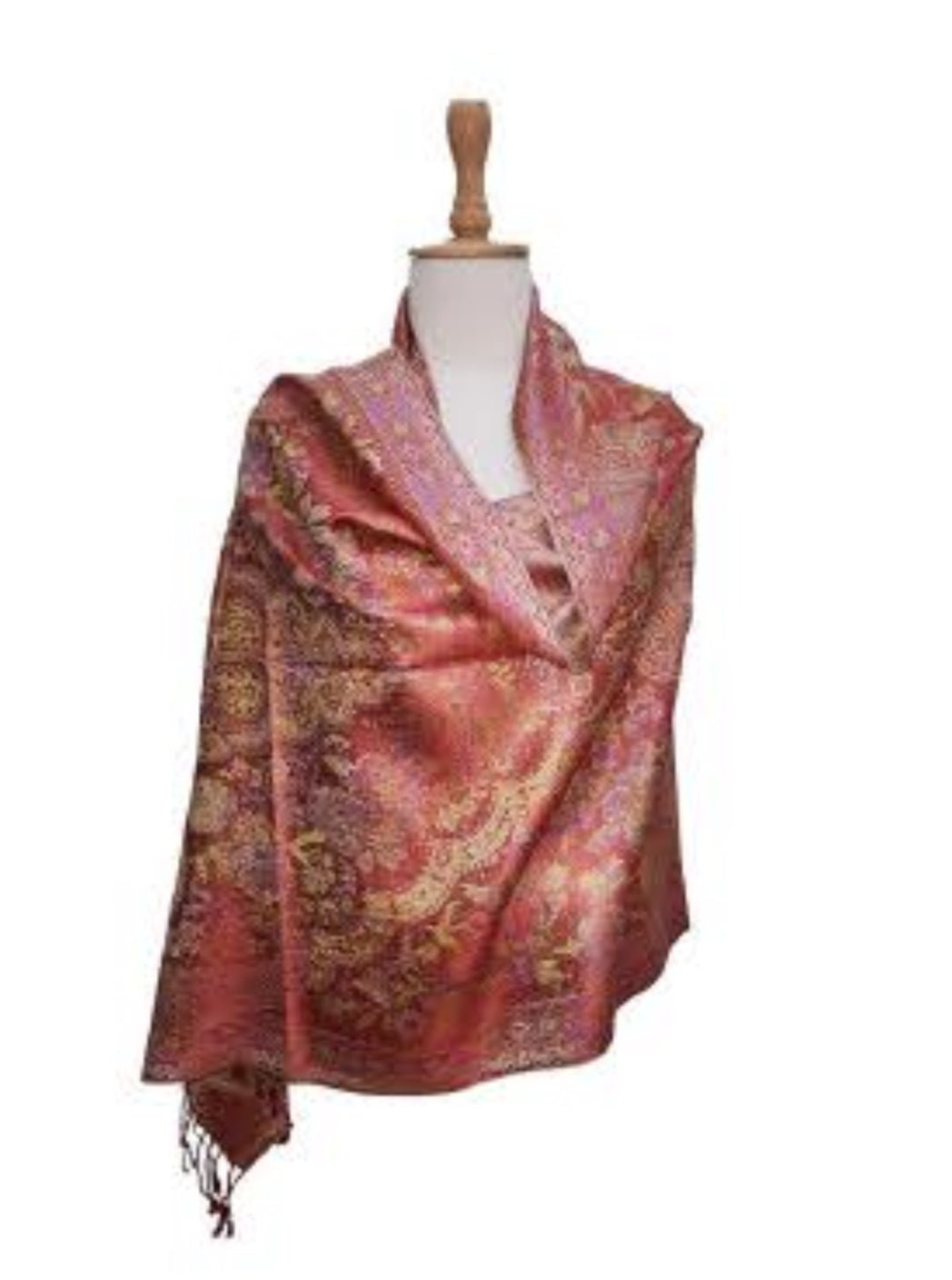 Silk Anique Jamavar Hand Woven stole 25 - Violet Elizabeth - Apparel & Accessories