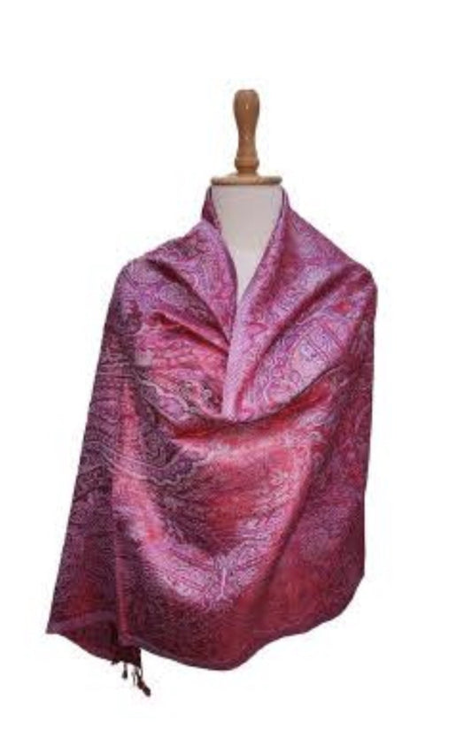 Silk Anique Jamavar Hand Woven stole 27 - Violet Elizabeth - Apparel & Accessories