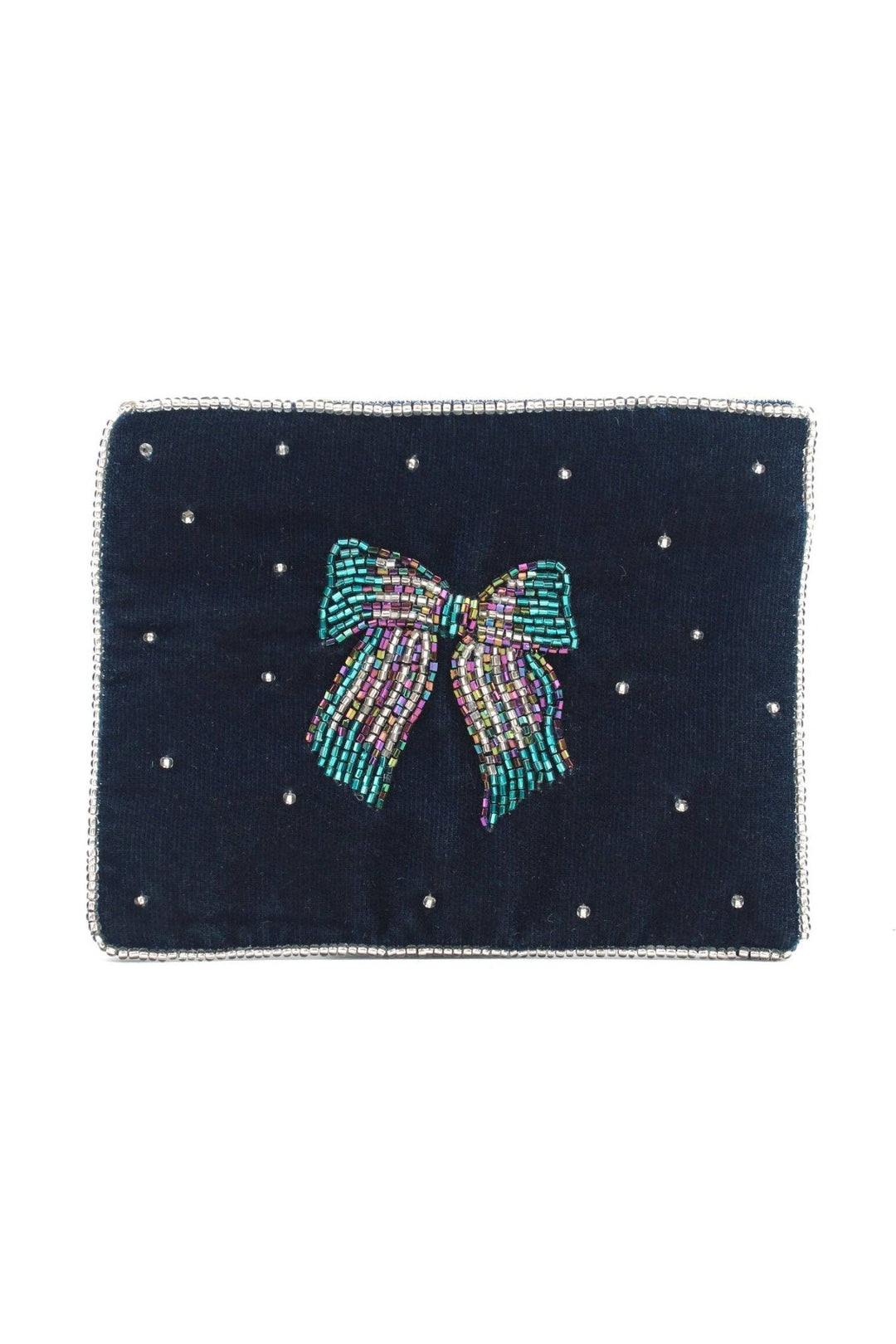 SILVER BLUE BOW SMALL POUCH - Violet Elizabeth - Apparel & Accessories