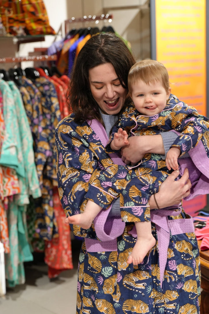 Sleeping tiger Cotton Waffle Robe