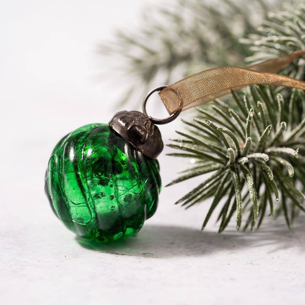 Small 1" Crackle Emerald Swirls - Violet Elizabeth - Christmas Decorations