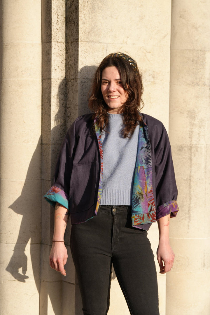 Starburst Forest Linen Jacket: Reversible - Violet Elizabeth - Clothing