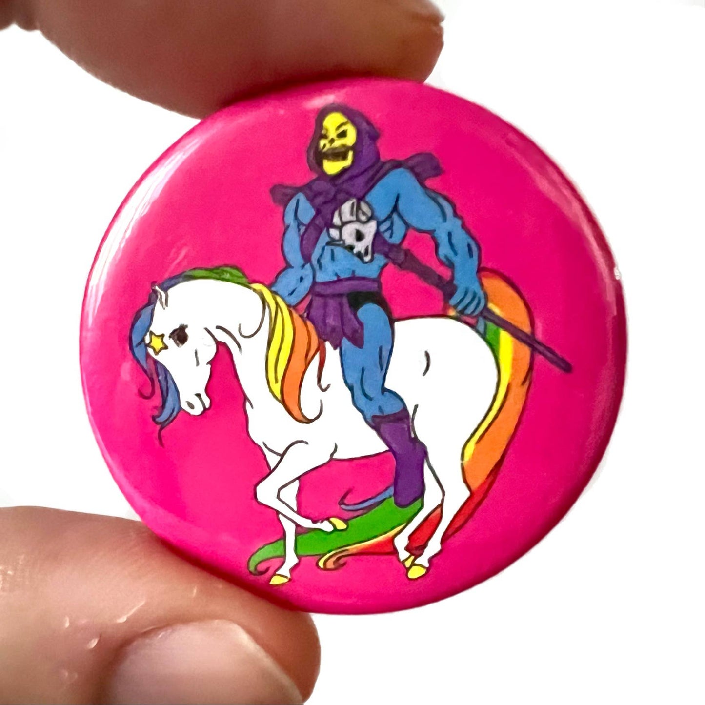 Starlite Skeletor Rainbow Inspired Button Pin Badge Pink - Violet Elizabeth - 