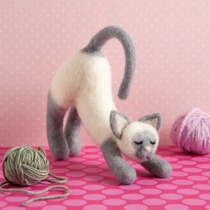 Stretching Cat Needle Felting Kit | Beginner Craft Kit - Violet Elizabeth - Haberdashery