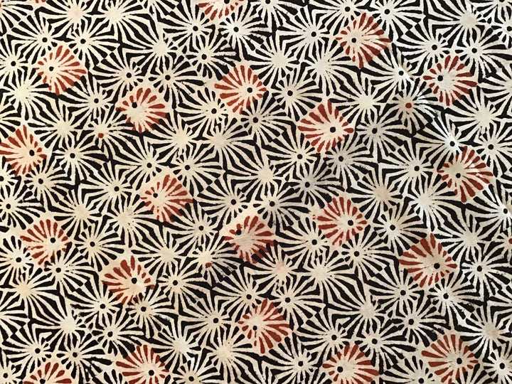 Sun Burst Squares Block Printed Cotton Fabric