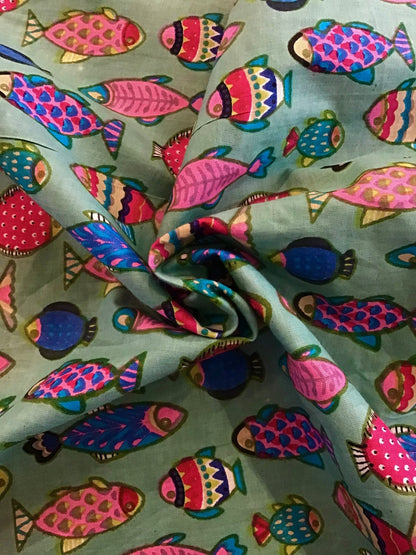 Sushi Bar Screen Printed Fabric 100% Cotton - Violet Elizabeth - Haberdashery