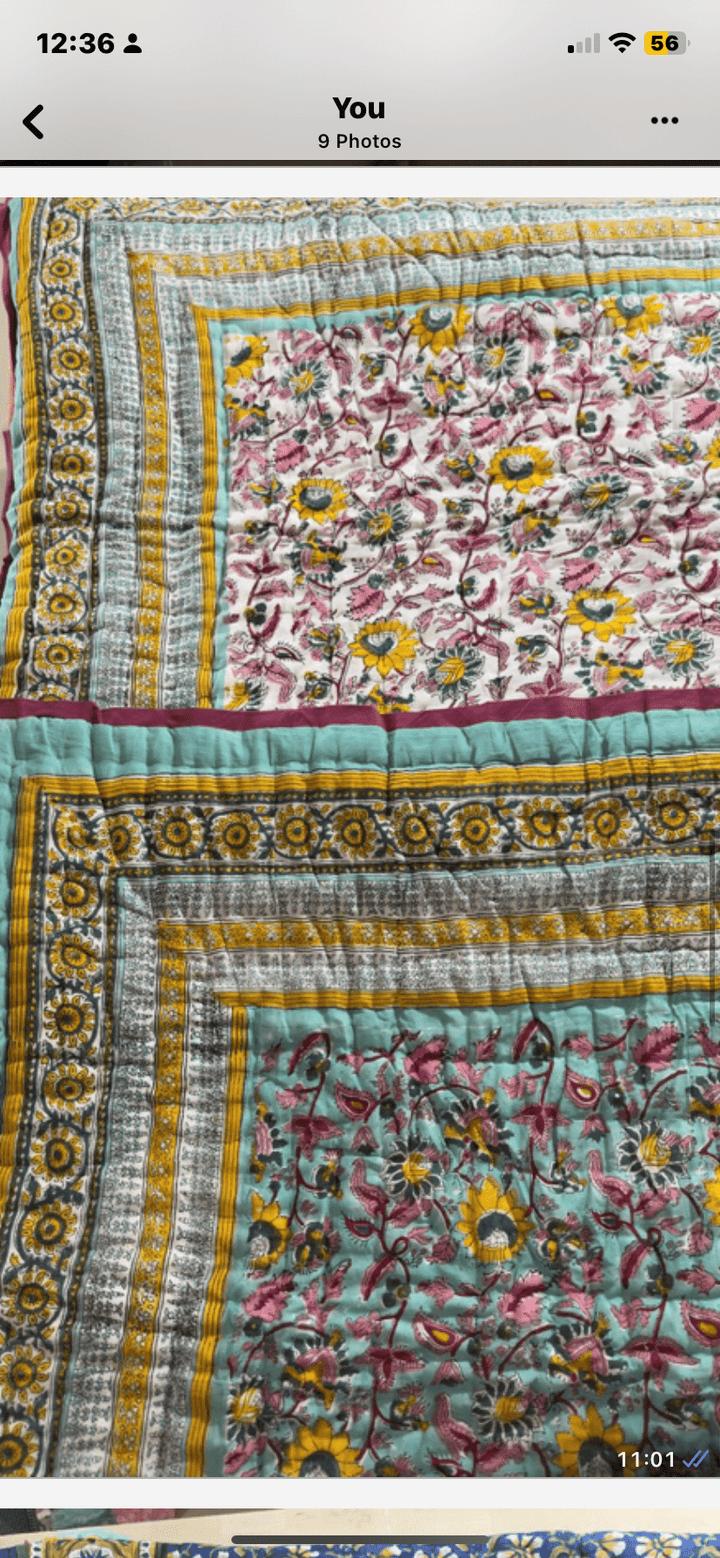 Teal and sunshine orchard - Violet Elizabeth - Linens & Bedding