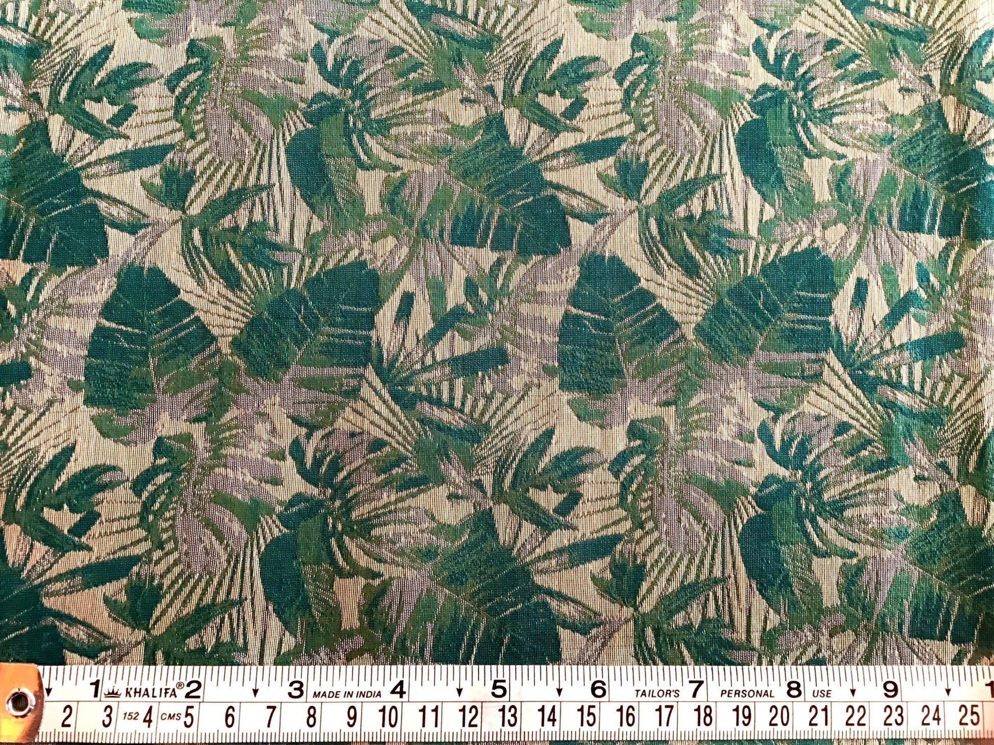 The beauty of leaves print oversewn as jaquard fabric - Violet Elizabeth - Haberdashery