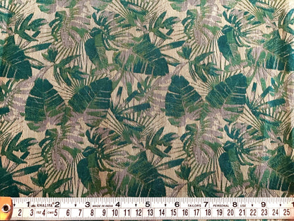 The beauty of leaves print oversewn as jaquard fabric - Violet Elizabeth - Haberdashery