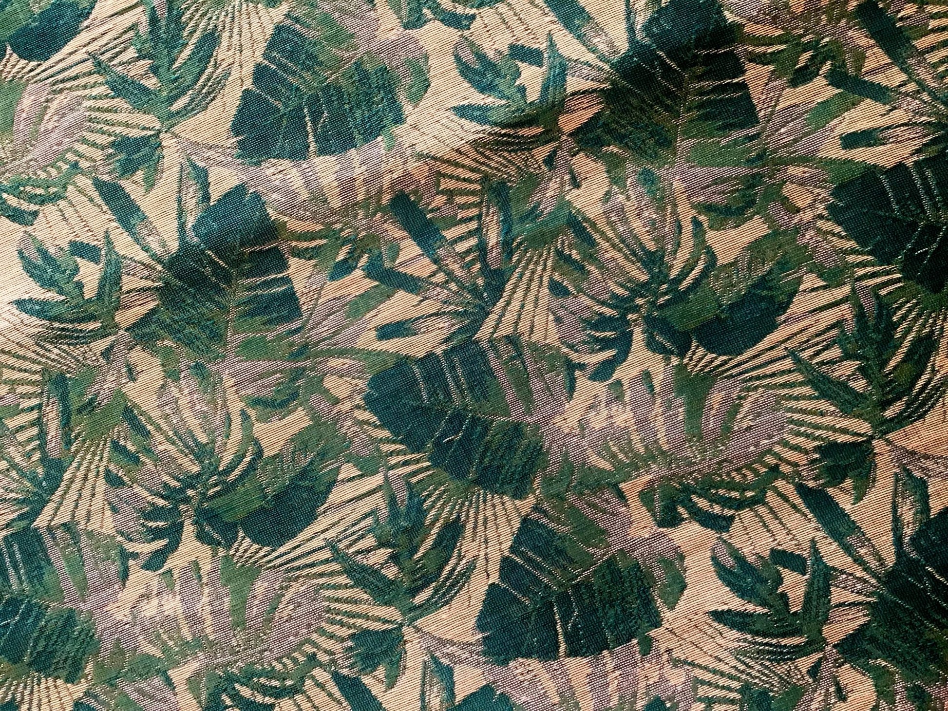 The beauty of leaves print oversewn as jaquard fabric - Violet Elizabeth - Haberdashery