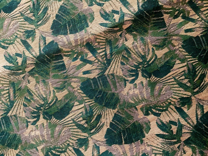 The beauty of leaves print oversewn as jaquard fabric - Violet Elizabeth - Haberdashery