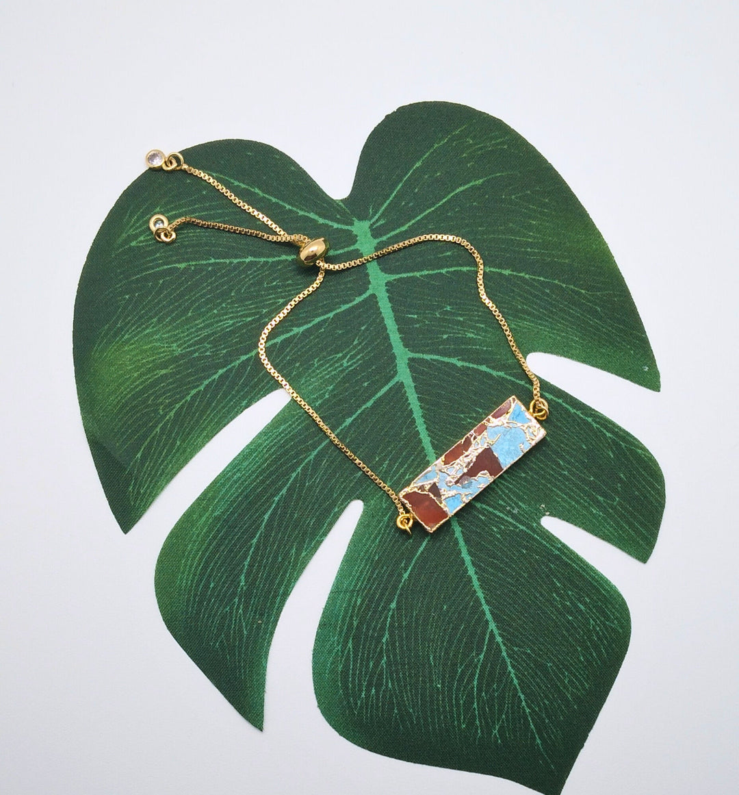 Turquoise & Carnelian Crackle Bracelet - Violet Elizabeth - Jewellery